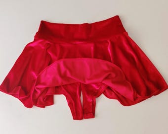 Crotchless Shorts with Mini Skirt Attached.