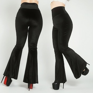 Velvet Bell Bottom Pants: High Waisted Festival Flared Trousers