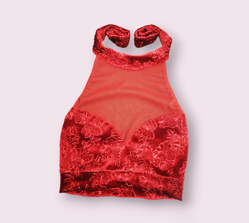 Halter Top With Transparent Mesh Fabric, Sweetheart Cut and Tie up Neck ...
