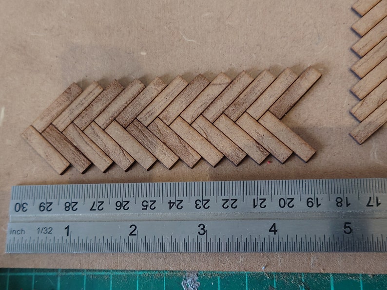 Dolls House Parquet Wooden Flooring Herringbone Tiles Kit 1/12th Scale ...