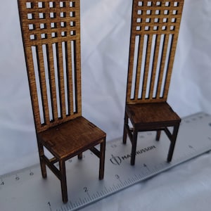 1/12 1:12 doll house Art Nouveau Mackintosh style high back chair kit