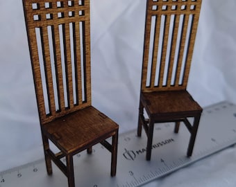 Dollhouse Mackintosh Chair Kit: 1/12 Scale Art Nouveau