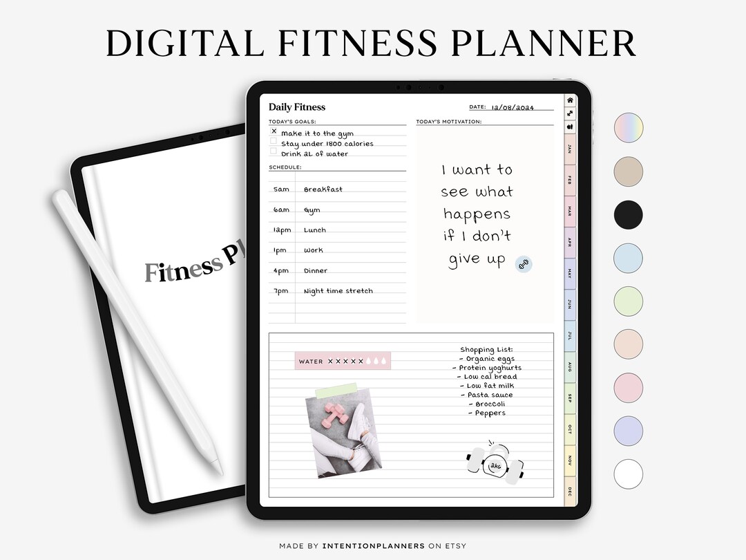 Digital Fitness Planner Journal Weight Loss Workout Tracker Planner