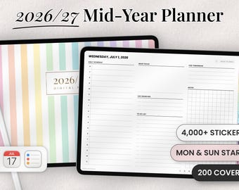 2026/2027 Mid-Year Digital Planner | Goodnotes Planner Template | Dated Daily Planner iPad | Digital Calendar
