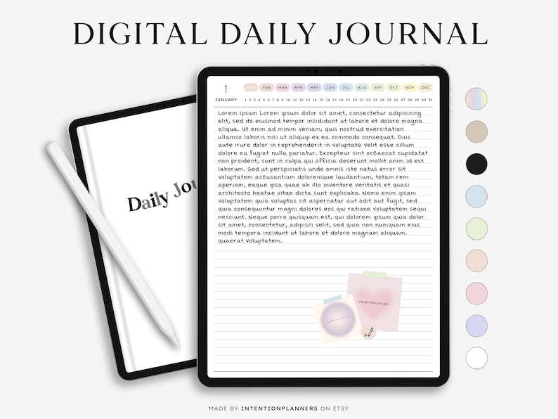 Image of a digital daily journal listing on Etsy.