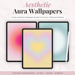 Herz Aura Wallpaper Set | iPad, iPhone, Desktop, MacBook, PC & Laptop Hintergründe | Digitaler Download