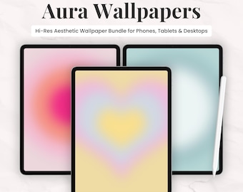 Heart Aura Wallpaper Set | iPad, iPhone, Desktop, MacBook, PC & Laptop Backgrounds | Digital Download