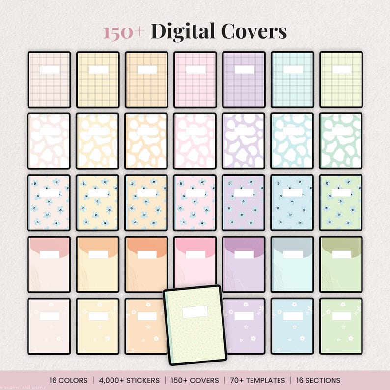 Digital Student Notebook Template for iPad Note Taking | Study Notes, Stickers & Covers | Goodnotes Digital Download image 9
