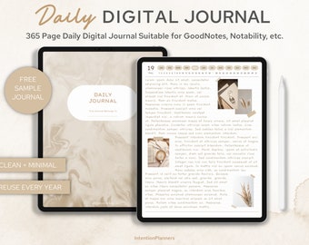 Minimalist Daily Digital Journal: Hyperlinked 365 Pages (Digital Download)