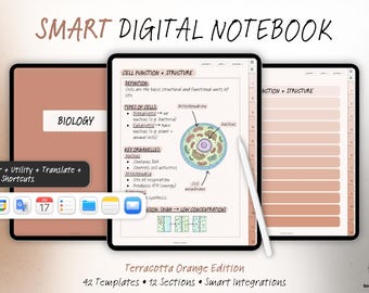 Digital Student Notebook in Terracotta Orange | Goodnotes Notebook | Student Planner for Note Taking | Notebook Template