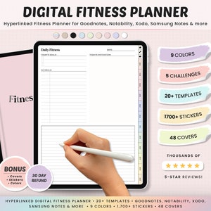 Digital Fitness Planner: Workout, Meal & Calorie Tracker (Goodnotes)