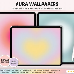 Sfondi Aura per iPad, iPhone e desktop, sfondo sfumato estetico, schermata di blocco del tablet con un cuore carino, schermata iniziale del computer 4K