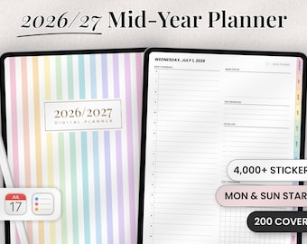 2026/2027 Mid-Year Digital Planner | Goodnotes Planner Template | Dated Daily Planner iPad | Digital Calendar