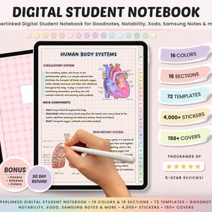 Digital Student Goodnotes Notebook, Minimal Planner, College, Cornell Notes, Simple, Sectioned, Note Taking Templates, iPad, Tablet