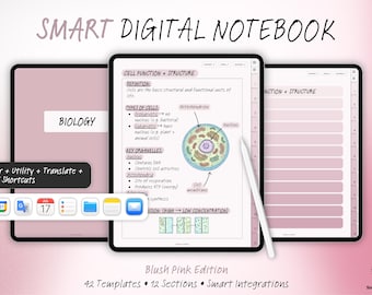 Digital Student Notebook in Blush Pink | Goodnotes Notebook | Student Planner for Note Taking | Notebook Template