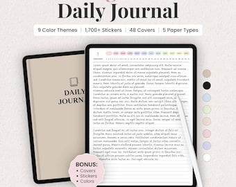Digital Daily Journal Template for iPad | Minimal Gratitude & Reflection Journal | Hyperlinked Goodnotes PDF