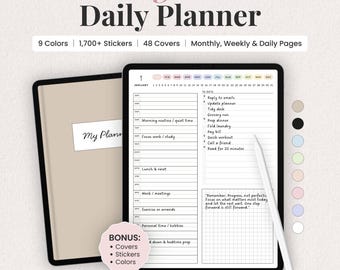Digital Daily Planner Template for iPad | Undated 365 Page Planner | Hyperlinked Goodnotes PDF