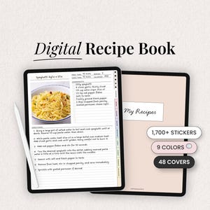 Mall för digital receptbok för iPad | Hyperlänkad kokbok och måltidsplanerare | Goodnotes PDF
