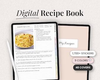 Digitales Rezeptbuch Vorlage für iPad | Verlinkter Kochbuch & Mahlzeitenplaner | Goodnotes-PDF