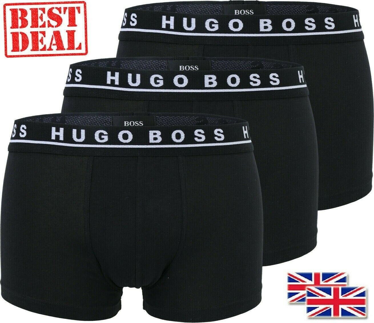 Hugo Boss Mens Boxer Underwear 3 in a Pack ALL BLACK on Sale Etsy UK