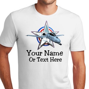Personalized T-Shirt A10 Air Force Plane Star Design, Military Shirt, Custom Printed Shirt, Custom Name, Dad Gift, Unisex, Womens Tee