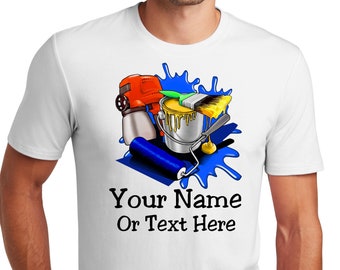 Personalized T-Shirt Painter Brush Roller Paint Design, Sports Shirt, Custom Printed Shirt, Custom Name, Dad Gift, Unisex, Womens Tee