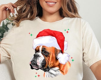 Boxer Christmas Shirt, Boxer Christmas Shirt, Christmas Dog Shirt, Christmas Party Shirt, Dog Mom Shirt, Santa Boxer T-Shirt