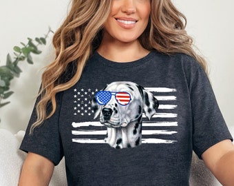 Dalmatian 4th of July TShirt, Dog Fourth of July Flag T-shirt, Dog Mom Dog Dad 4th July Shirt, America Patriotic Independence Day Tee