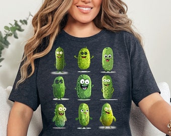 Funny Pickle Shirt, Retro Pickle Faces Shirt, Green Pickle Shirt, Pickle Lover Shirt, Trendy Womens Shirt, Pickle Graphic Tees