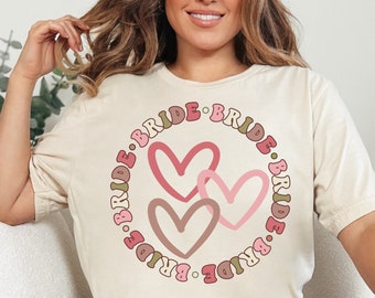 Bride Shirt, Hearts Lover Future Bride Shirt, Retro Bride TShirt Bride to Be, Bachelorette Party Shirt, Wedding Gift Bridal Shower
