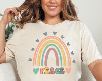 Vintage Peace Shirt, Graphic Tees Vintage, Peace Rainbow Shirt, Groovy Shirt, Groovy Peace Shirt, Boho Shirt, Shirts For Women