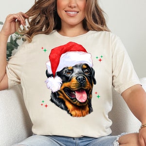 Rottweiler Christmas Shirt, Dog Mom Tshirt, Rottweiler Santa Shirt, Dog Christmas Gift, Gift for Dog Lover, New Dog Owner Gift