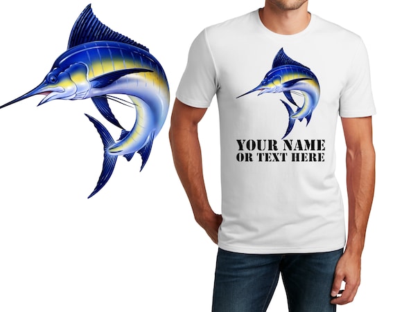 Atlantic Blue Marlin Fishing Lovers FONT AND BACK Mens T-shirts , Light  Blue, 2XL 