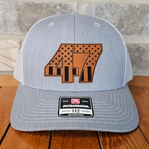 Trump 47 Trucker Hat, Trump Hat, Trump 47 Cap, Leather Patch Trucker Hat, Trump Richardson 112, MAGA Support Trump, President Hat