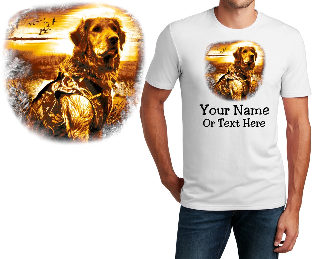 Personalized T-shirt Golden Retriever Hunting Dog Design, Sports Shirt ...