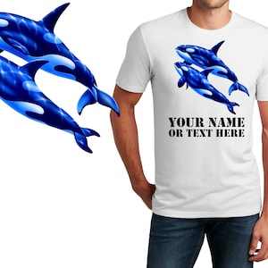 Personalized T-Shirt Killer Whales Design, Fishing Shirt, Custom Shirt, Custom Name, Dad Gift, Fisherman Gift, Unisex, Womens Tee