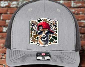 Deer Hunter Trucker Hat, Cool Buck Camo Hat Design, Richardson 112, Deer Hunter Dad Gift Husband Gift, Sportsman Gift, Printed Hat