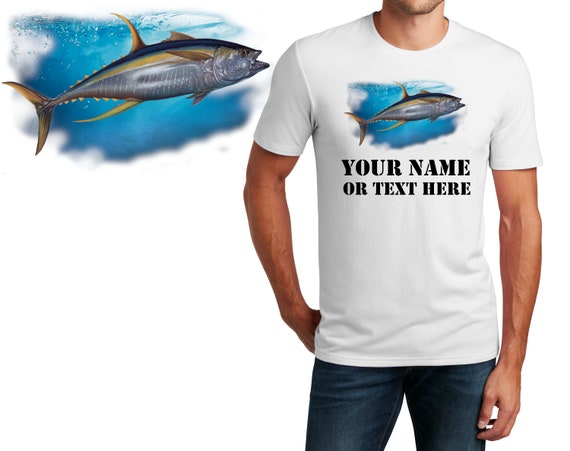 Personalized Mens T-shirt Yellow Fin Tuna Fish Design, Fishing