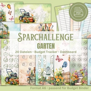 Savings Challenge Set Garden - Savings Game A6 Budget Binder Savings Challenge Digital Download