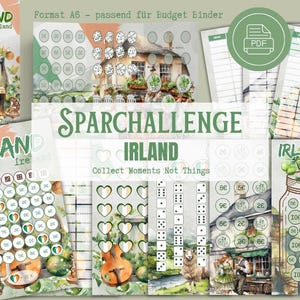 Saving Challenge Irlanda, Saving Challenge Viaggi per le vacanze, Saving Game Holiday, Biglietto pieghevole Saving Challenge, Raccoglitore budget A6, Saving Challenge Set Holiday