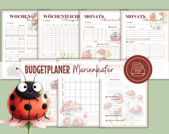 Budgetplaner Vorlage, Finanzplaner, Budget Planer Marienkäfer, Haushaltsbuch, Budget Binder, Format A5 und A4