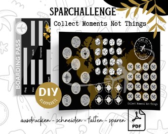 Savings Challenge Holiday Folding Card DIY Travel Savings Game A6 Binder Digital Download PDF