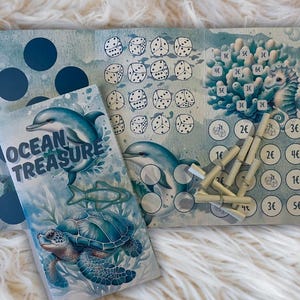 Sparchallenge Klappkarte OCEAN TREASURE, Sparspiel Meer, Sparchallenge Meer, A6 Budget Binder, Sparchallenge Set