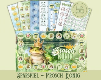 Savings game Frog King - Savings challenge set frogs Savings game - Budgeting A6 Binder Digital Download PDF Cover method