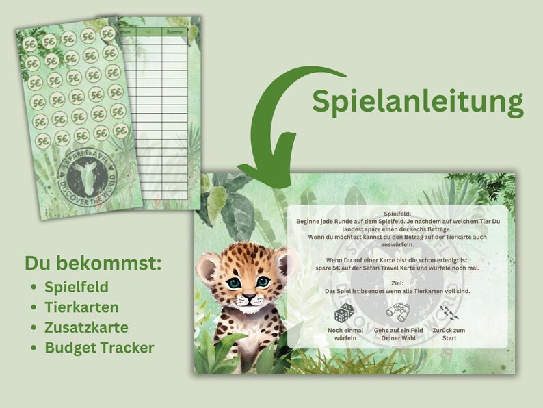 Sparspel Safari Resebudgetplanerare Sparutmaning A6 Pärm Digital Nedladdning bild 3
