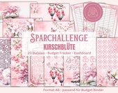 Sparchallenge Set Kirschblüte Sparspiel A6 Budget Binder Dashboard Budget Tracker Digital Download PDF