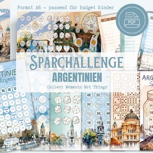 Desafio de Poupança Argentina, Feriado do Desafio de Poupança, Jogo de Poupança Argentina, Cartão Dobrável do Desafio de Poupança, Fichário de Orçamento A6, Conjunto de Desafio de Poupança Feriado