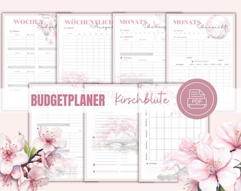 Pianificatore di budget fiore di ciliegio, modello pianificatore finanziario, libro per la casa, raccoglitore di budget, formato A5 e A4