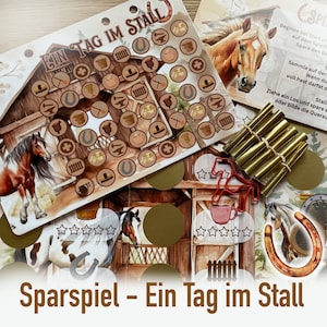 Sparspiel PFERDE, Sparchallenge Klappkarte, A6 Budget Binder, Sparspiel Pferd, Sparspiele neu
