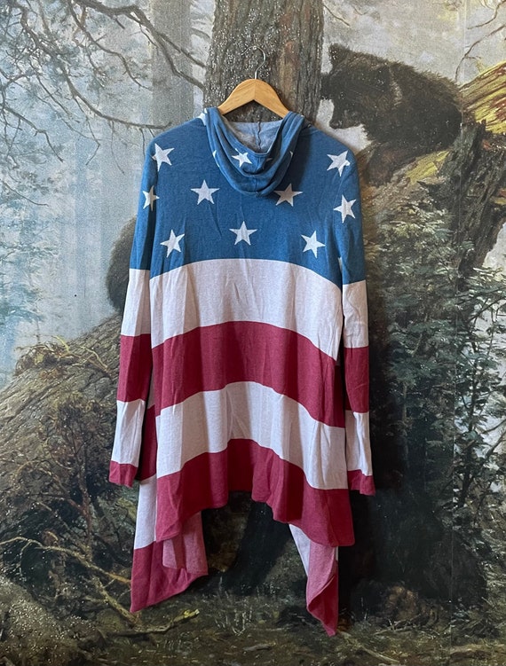 Hooded Stars and Stripes Duster Coat